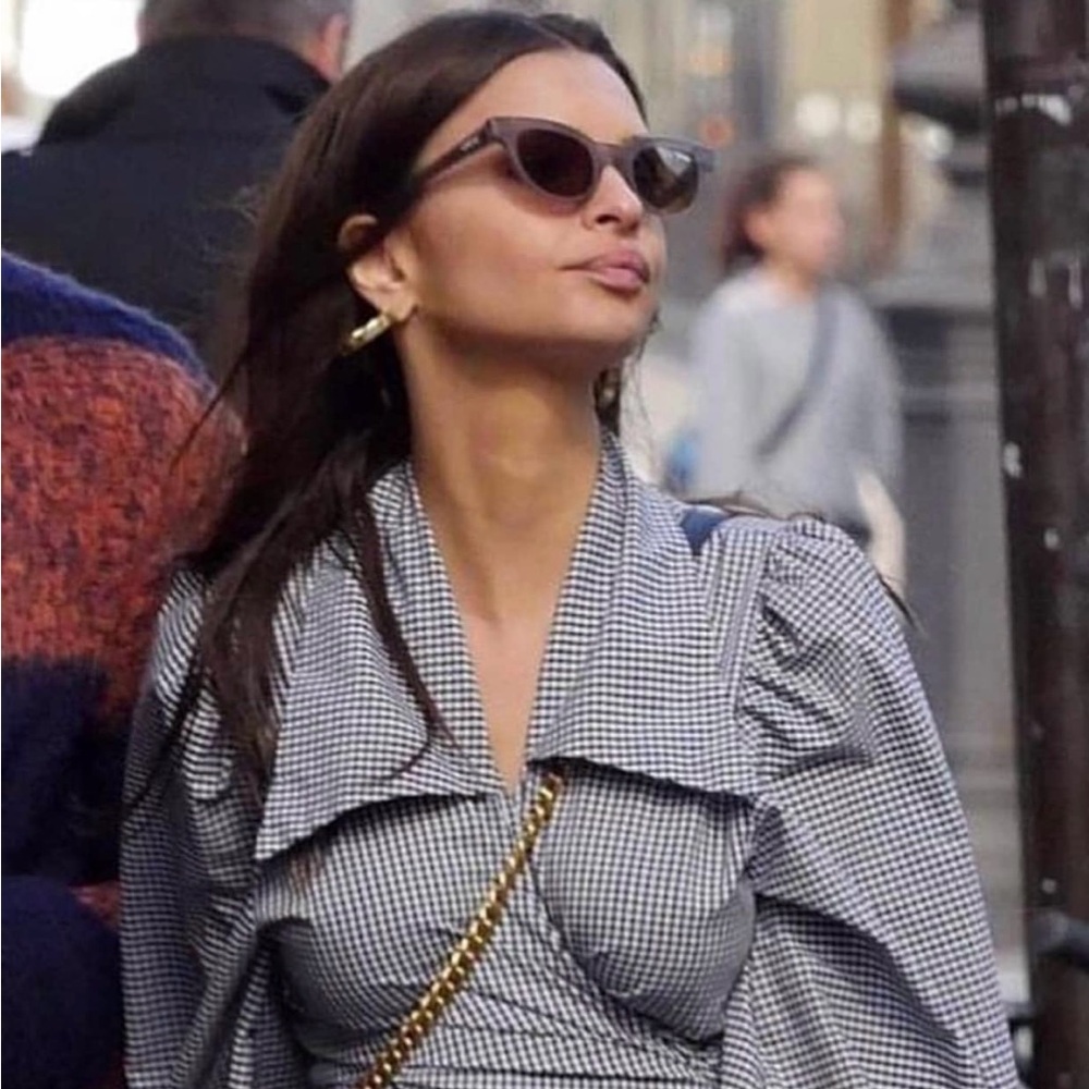 Maison Cleo - Julie - Black Gingham Blouse - Size 36 (S) - ASO Emily Ratajkowski